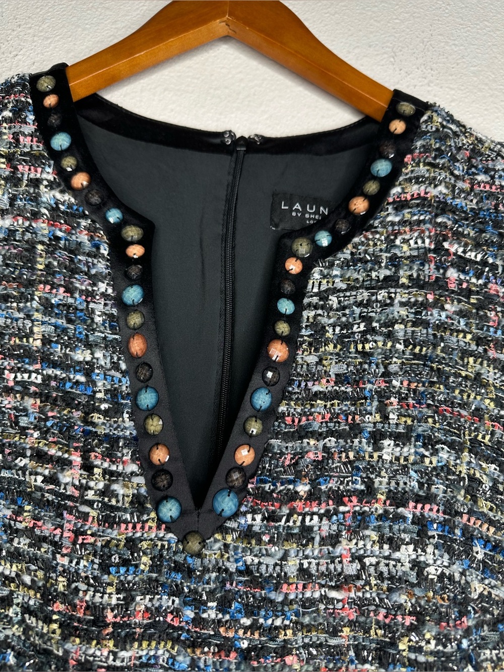 Laundry By Shelli Segal Black Multi-Color Tweed Sleeveless Shift Dress - Picture 3 of 10